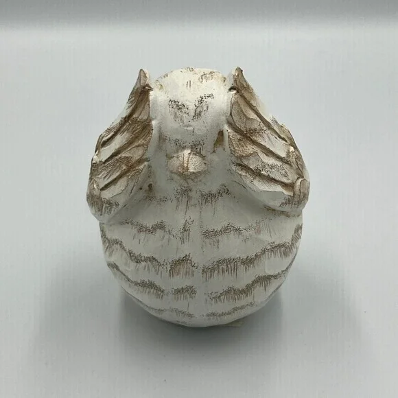 Bird Figurine Home Decor Small White Brown Very Good Faux Wood Carved - Picture 2 of 6